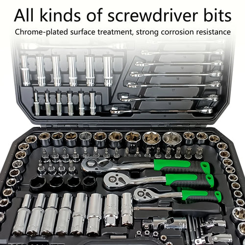 46pcs Auto Mechanical Repair Tool Set, Multifunctional with Socket, Wrench And Ratchet Set, Auto Repair, Mechanical Toolkit