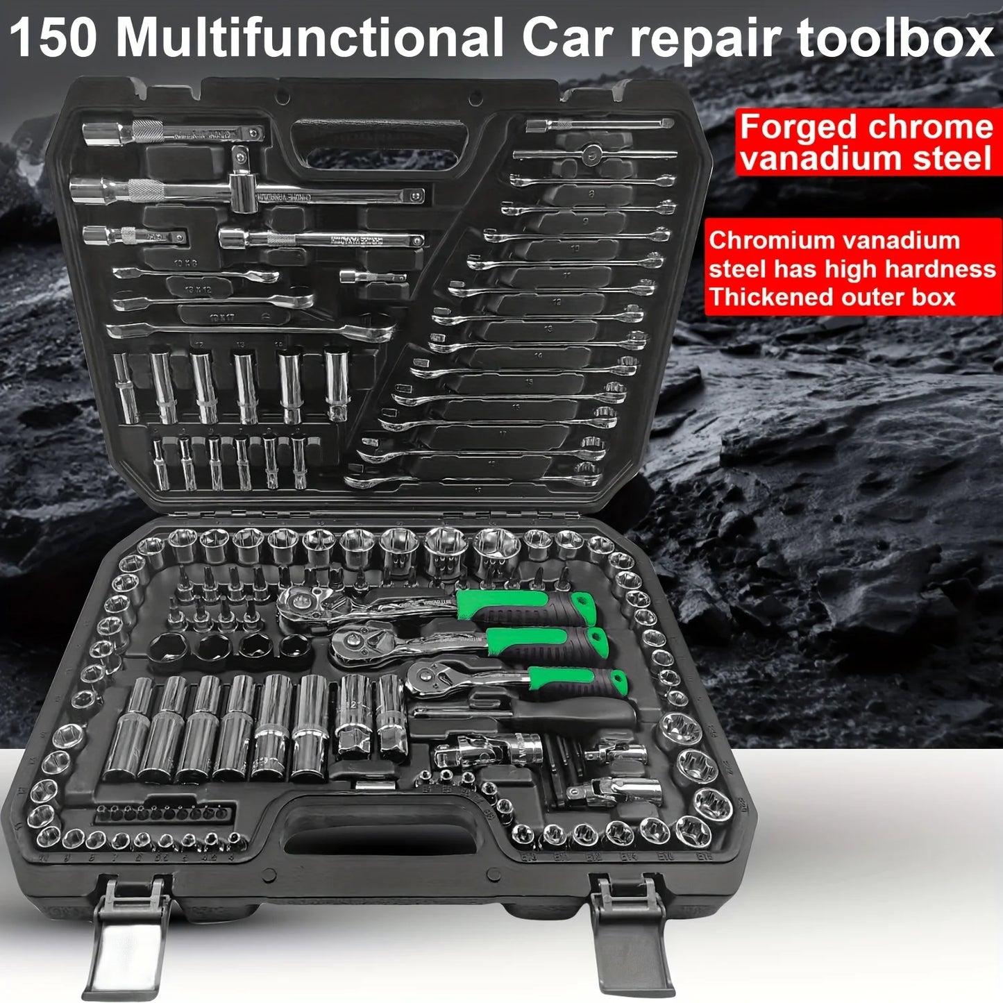 46pcs Auto Mechanical Repair Tool Set, Multifunctional with Socket, Wrench And Ratchet Set, Auto Repair, Mechanical Toolkit