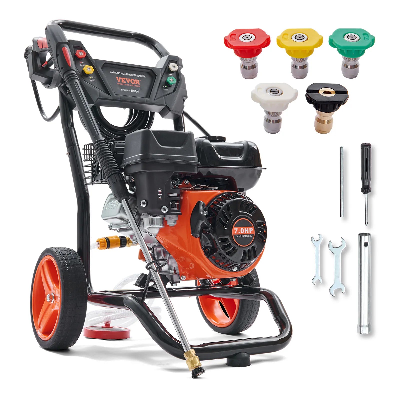SucceBuy Gas Pressure Washer 3600 PSI 2.6 GPM Gas Powered Pressure Washer with Copper Pump Spray Gun and Extension Wand 5Nozzles